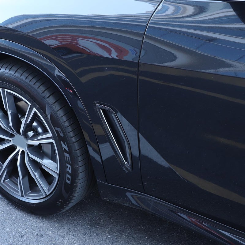 Hudiriy Front Side Fender Vent Decoration Trim Compatible with BMW X5 G05 2019-2022 Spoiler Body Decoration Cover, Air Flow Intake Hole Grille Exterior Accessories (Carbon Fiber Pattern) - Image 5